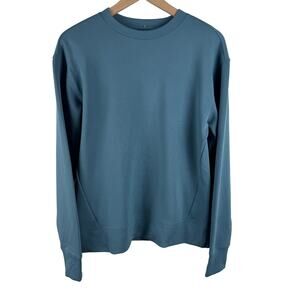 Mens Waffle Knit Sweatshirt Blue Crew Neck Long Sleeve All‎ in Motion Size Small